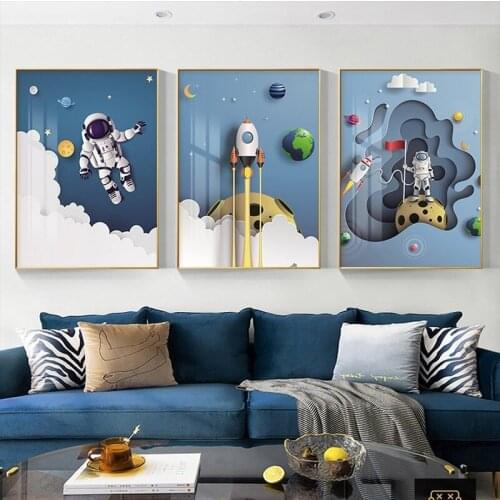 Frameless Modern Minimalist Poster Living Room Home Decoration Background Wall Astronaut Bedroom Cartoon Printing Painting Core