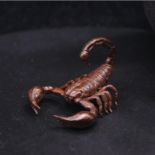 Pure Brass Scorpion Miniatures Figurines Mini Animal Statue Home Decoration Ornaments Crafts Copper Vintage Scorp Desk Decor
