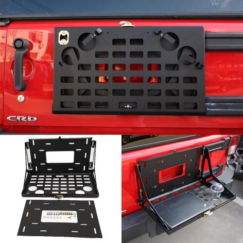 Rear Door Tailgate Table Shelf Storage Rack For Jeep Wrangler JK 2007-2017 Black Aluminum Alloy Car Accessories