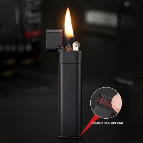 Mini Thin Square Strip Gas Lighters Flint Metal Funny Unusual Lighter Smoking Accessories Gadgets for Men
