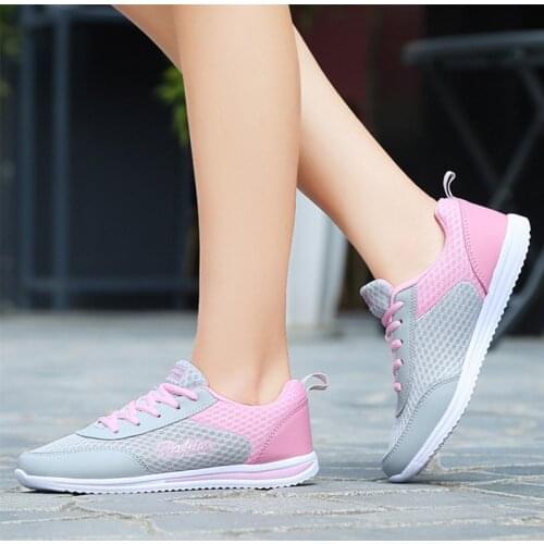Women Sneakers 2017 New Women Casual Shoes Summer Fashion Breathable Shoes With Flat Walking Shoes pink