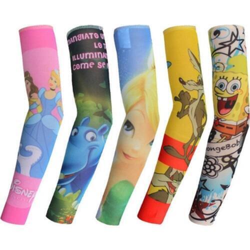 10pcs kids cool Cartoon sunscreen tatoo Child arm art sleeve cycling temporary tattoo scorpion fake arm tattoo sleeves 39 styles