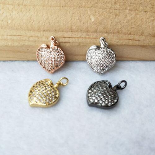 10 Pieces Tiny CZ crystal heart shape Charm Jewelry CZ zircon Stone Micro pave Pendant Finding DIY necklace for women PD964