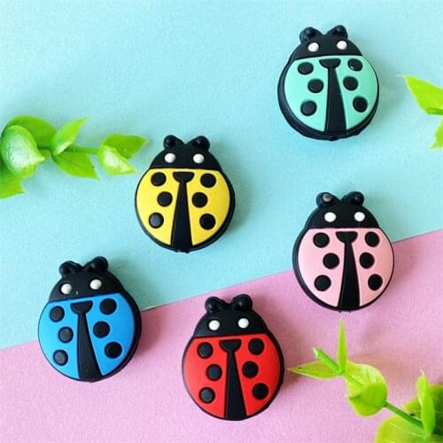 10pcs mini Ladybug Silicone Beads Animal BPA Free Silicone Baby Teething Necklace Beads DIY Chewable Pacifier Pendant