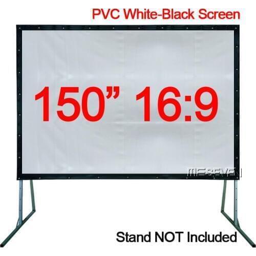 150 inches 16:9 PVC Soft White-Black Manual Projection Screen for Any HD Smart DLP Home Theater Projectors
