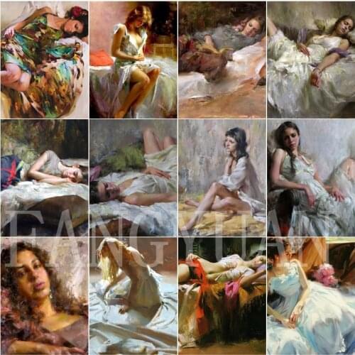 5D Diamond Embroidery Portrait Diy Diamond Painting Sleeping Girl Full Square Diamond Home Decoration Rhinestone Wall Picture