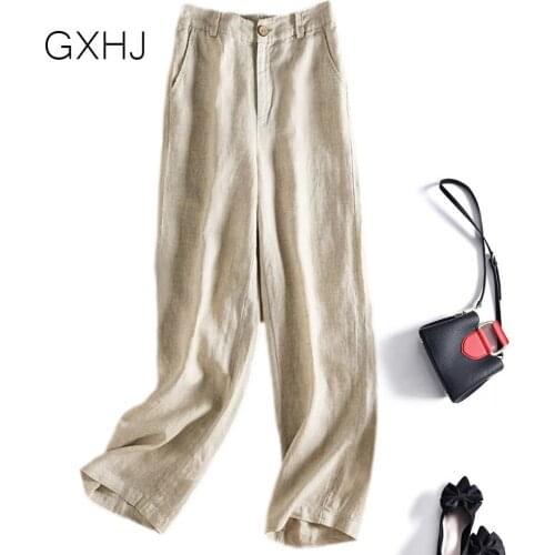 Linen wide-leg pants women summer 2021 casual literature art loose cotton linen pants womens drape trousers LHJ083