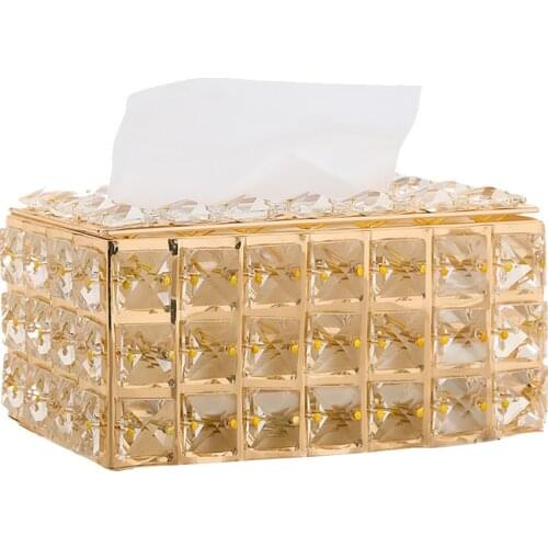 Crystal Glass Tissue Box Holder Nordic Luxury Handkerchief Toilet Paper Holder Tissue Case Storage Box Living Room Decor Storage