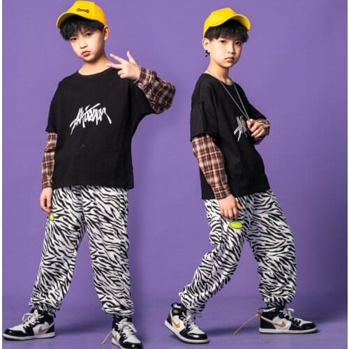 Kids Ballaroom Hip Hop Clothing Sweatshirt Tops Street Outfits Cargo dancing Pants for Girls Boy Performance Dance Wear Costumes