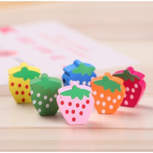 Children Jewelry Wooden Beads Colorful Strawberry Wood Beads 15*18mm DIY Multicolor Jewelry Making Accessories 20PCS/Pack