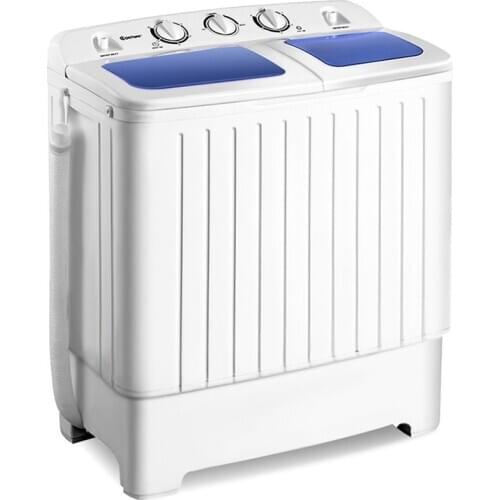 COSTWAY 11 lbs Electric Portable Mini Household Compact Twin Tub Washing Machine multifunctional Home Barrel Type Washer Spinner