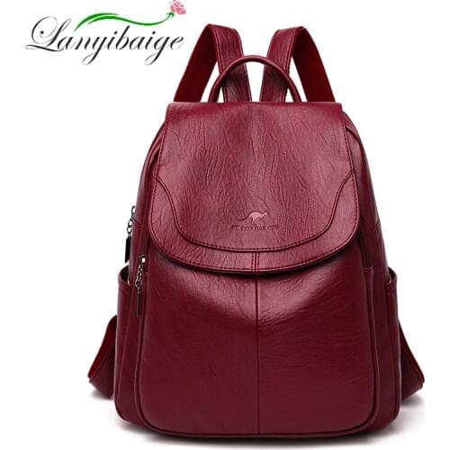 Lanyibaige 2020 New Women Back Pack Soft Leather PU Backpack for Teenage Girls Casual Female Large Sac Travel Ladies Bagpack