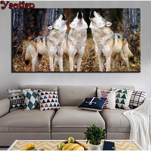 5D Round Diamond Painting Full Square Round Animal Wolf Diamond Embroidery Mosaic Cross Stitch Kits DIY Handmade Giftd