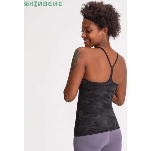 SHINBENE CLASSIC Y-type Padded Fitness Gym Athletic Yoga Vest Top Women Naked-feel Hip-length Sport Exercise Workout Tank Tops