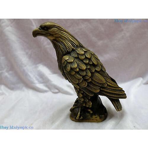 Fine Brass sculpture China copper Feng Shui lucky beautiful eagle Statue