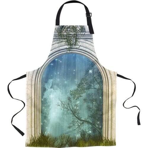 Garden Dream Gate House Printed Kitchen Cooking Baking Aprons Canvas Sleeveless For Women Man Kids Home Delantal Cocina
