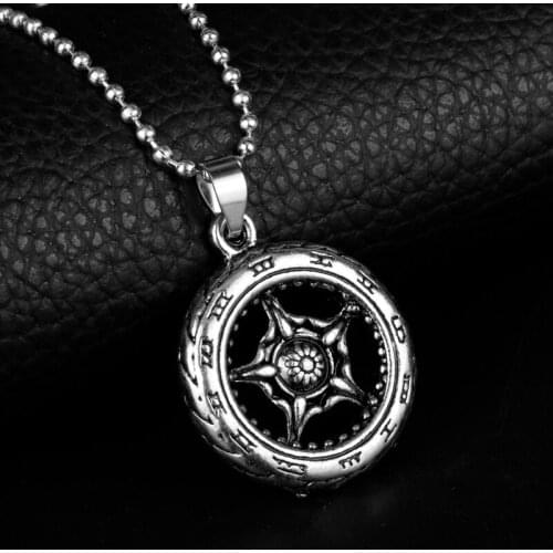 Creative Man Steampunk Tires Pendants Necklaces Beads Chain Necklace Fashion Jewelry