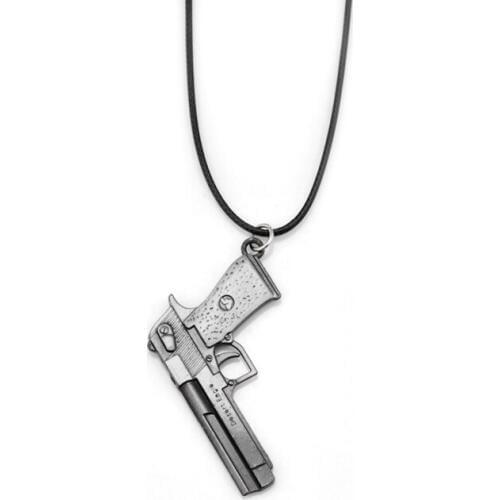 Original New Counter Strike Mens Pistol Pendant Choker Necklace Vintage Gold Hourglass Gun Necklace Men Jewelry Souvenir Gift