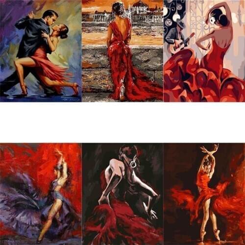Art Oil Painting By Numbers Girl DIY Pictures By Number Drawing on Canvas Hand Painted Paintings Dance Home Decoration
