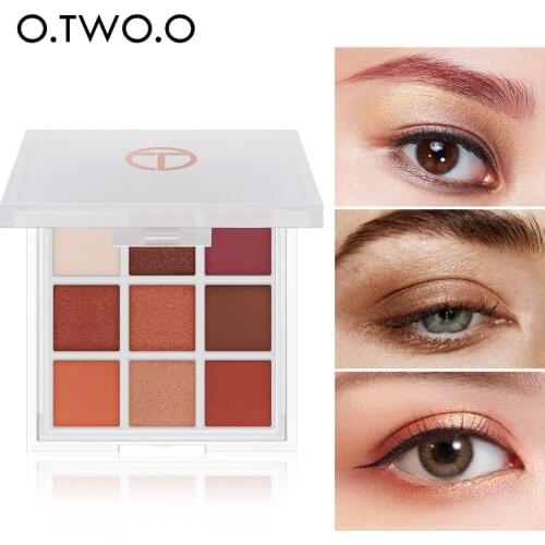 O.TWO.O 9 Color Eyeshadow Oil Control Waterproof Nude Color Shimmer High Pigment Eyeshadow Waterproof Palette Glitter