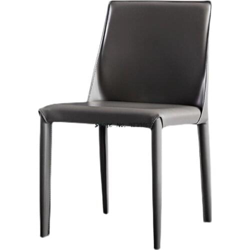 Dining chair modern minimalist leather chair makeup chair desk chair saddle chair Nordic home restaurant back chair soft bag cha