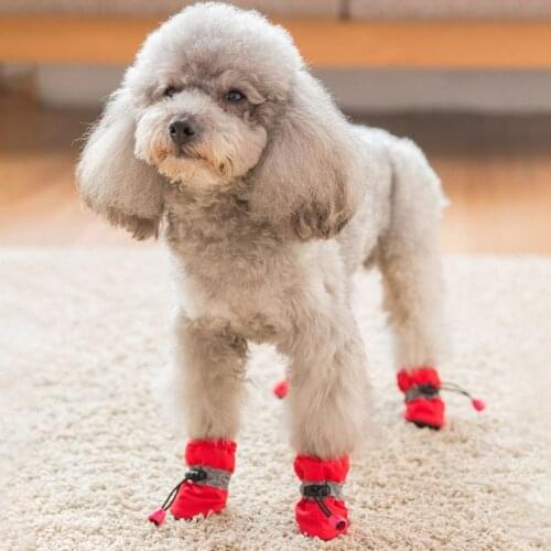 Dog Shoes Pet Anti-Skid Waterproof 4pcs/Set Boots Puppy Rain Socks Cats Footwear Para Small Soft Warm Winter Booties Non-Slip Ru