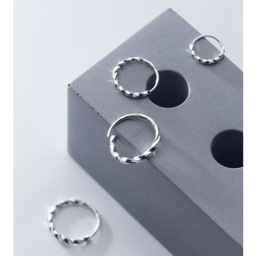 9MM 13MM 15MM Authentic Real 100% 925 Sterling Silver fine Jewelry Twist Roped Circle Loop Hoop Huggie Earrings C-G3721