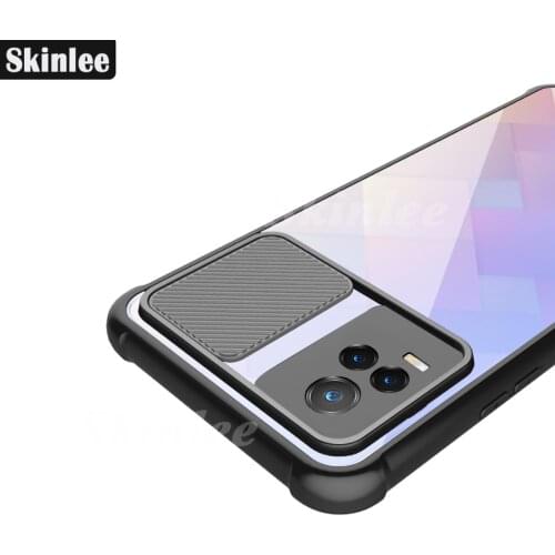 Skinlee For vivo V21E Case Official Original Shockproof Clear With Soft Frame Airbag Cover For VIVO V21 E Case
