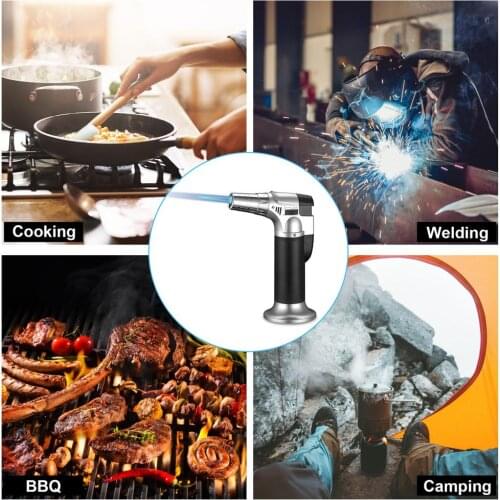 Portable Metal Flame Gun BBQ Heating Ignition Grill Kitchen Blow Torch Refillable Cooking Butane Gas Lighter Burner Flame