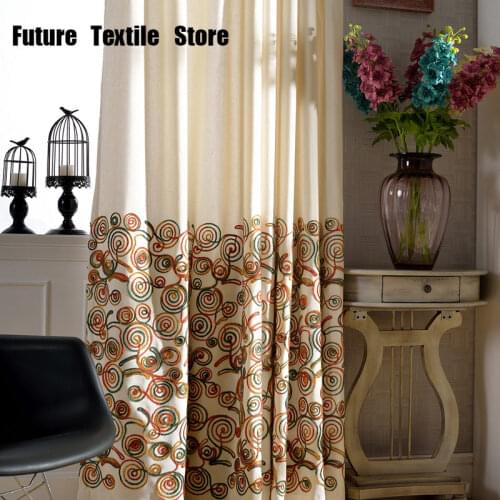 Simple and Modern Cotton and Linen Curtain Cloth Embroidered Curtain Embroidered Curtain Curtains for Living Dining Room Bedroom