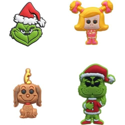 Single Sale 1pcs Shoe Charms Cartoon Garden Shoe Accessories Buckle Decorations Fit Croc Wristband JIBZ Kids X-mas