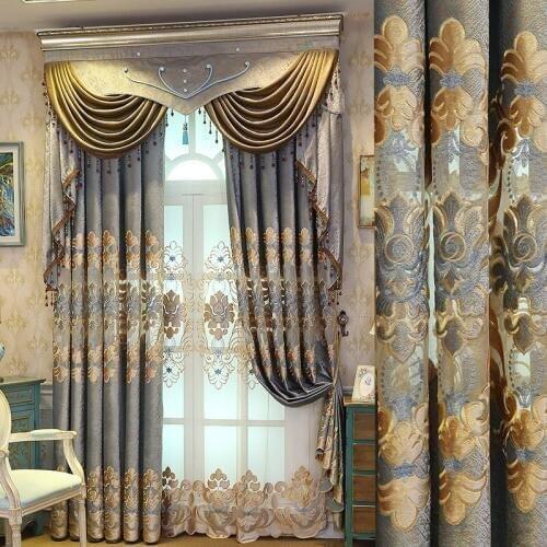 European luxury villa embroidered Blackout curtains for Living Room delicate embroidery curtains for Bedroom Window curtains