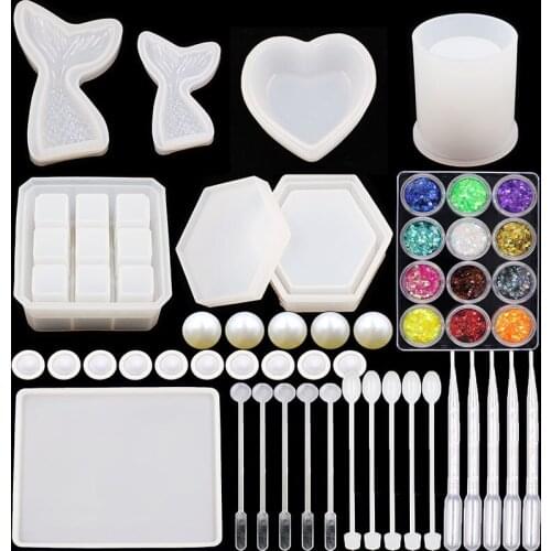 Cute DIY Storge Box Mold Handmade Jewelry Gift Box Mirror Crystal Epoxy Resin Silicone Mold Dish Mould