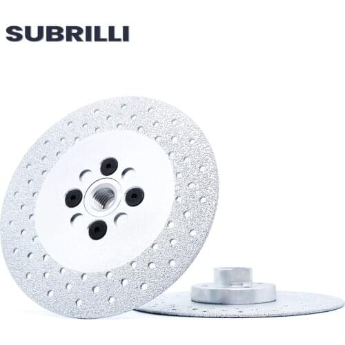 SUBRILLI Diamond Cup Wheel 125mm Vacuum Brazed Cutting Grinding Saw Blade 2pcs Disc With Flange Stone Granite Concrete