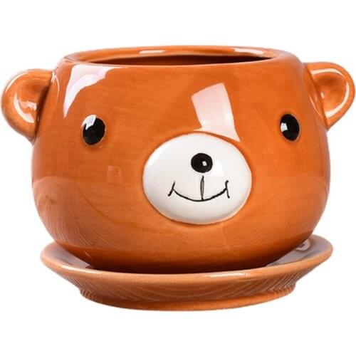 Succulent Bear Plants Bonsai Pots Home Decoration Animal Container Cute High Temperature Resistance Cactus Drainage Flowerpot