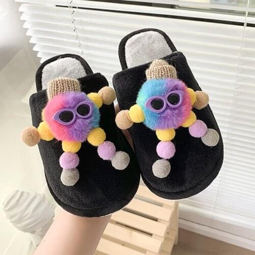 Women Slippers Female Winter Cartoon Flock Warm Home Slipper Lady Lovely Comfortable Indoor House Cotton Shoes Womens Footwear
