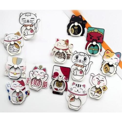 *UVR 360 Degree Lucky Cat Kitty Finger Ring Smartphone Stand Holder Mobile Phone Holder For Iphone Huawei All Phone