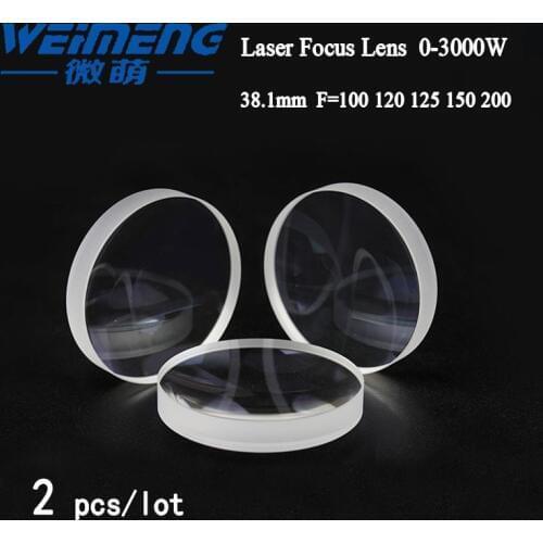 Weimeng 2pcs laser focus raytools lens Dia 38.1mm F=100 120 125 150 200mm JGS1 quartz plano-convex for welding cutting machine