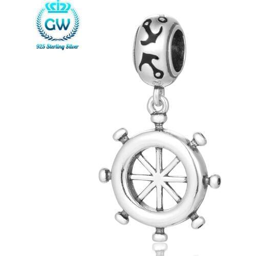 Sterling-Silver-Jewelry Ship Wheel Charm 2016 Vintage Fashion Women Jewelry Bracelet Bangle Beads & Jewelry Making S431