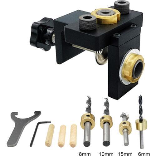 Doweling Jig Pocket Hole Jig Kit Wood Vertical Drilling Detachable Locator for Furniture Connecting Hole Puncher Carpentry Tools