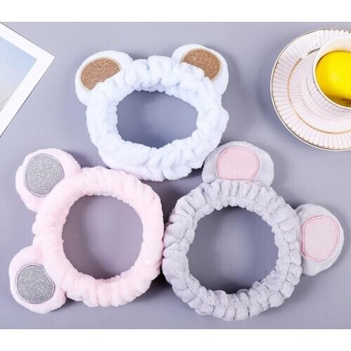 2021 Winter Cat Ears Women Spa Headband Flannel Cosmetic Wash Face Shower Ear Hair Band Girls Hair Accessories Makeup Tool