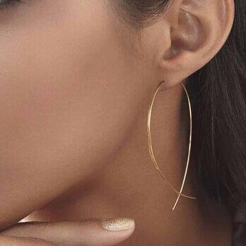 2021 New Fashion Punk Gold Color Simple Long Wire Fish For Women Fine Long Ear Earrings Jewelry