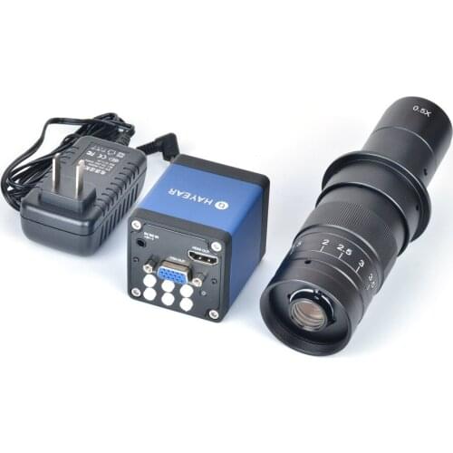2.0MP 1/2.5" CMOS 1080P Industry Digital HDMI-Compatible VGA Microscope Camera 180X Zoom C-MOUNT Lens for PCB Repair Soldering