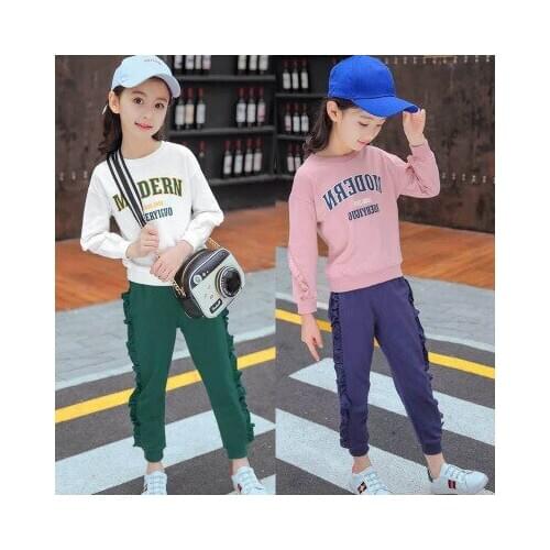 2018 New Girls clothes Sets print Lovely pattern Children Tracksuit kid clothing suit casual toddler baby sweatshirts+pants 2Pcs