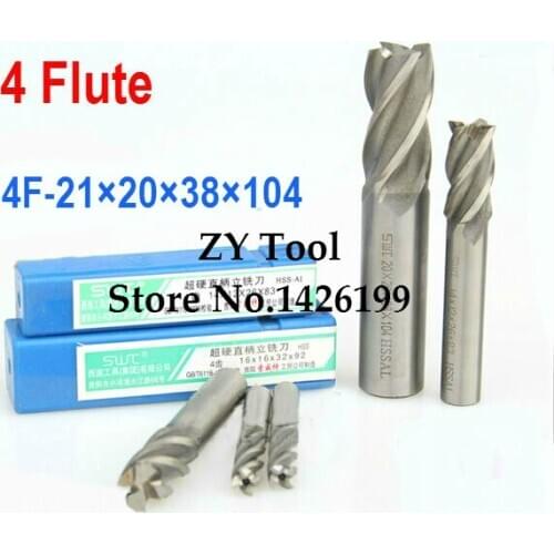 2pcs/set 21.0MM 4 Flute HSS&Aluminium endmill milling cutter CNC Bit Milling Machine tools Cutting tools.Lathe Tool,router bit