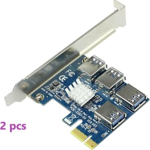 2 Pieces PCIE PCI-E PCI Express Riser Card 1x to 16x 1 to 4 USB 3.0 Slot Multiplier Hub Adapter For Bitcoin Mining BTC Devices
