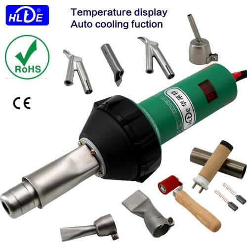 Fast shipping HLTE-D16S 230V 1600W Plastic welding torch heat gun hot air welder for PVC/PP/PE,Temperature display+Auto cooling