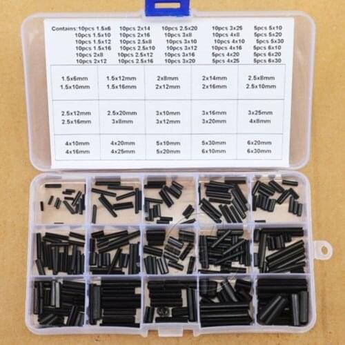260Pcs 30 Kinds of Steel Split Spring Dowel Tension Roll Pins 1.5 - 6mm Kit