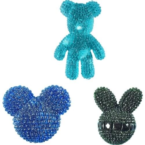 3 Pearl Diamond Bear Mirror Epoxy Resin Silicone Mold for DIY Car Decoration Ornaments Plaster Jewelry Kids Toys Key Chain Mold