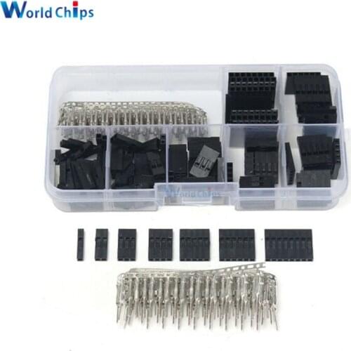 310Pcs 2.54mm Male+Female Dupont Wire Jumper Line Cable 1/2/3/4/5/6/8 Pin Header Connector Housing Kit Electronic DIY Kit